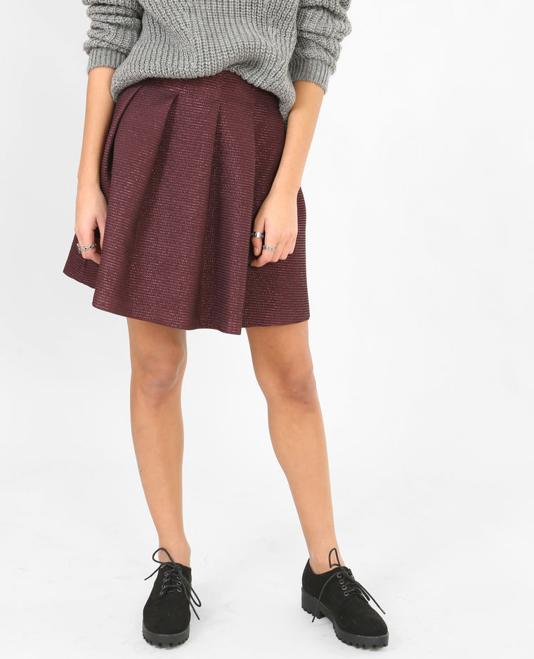 Jupe patineuse jacquard bordeaux mademoiselle e