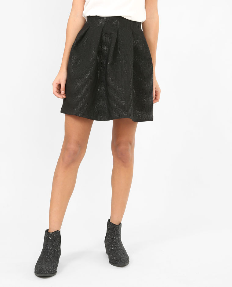 Jupe patineuse jacquard noire mademoiselle e