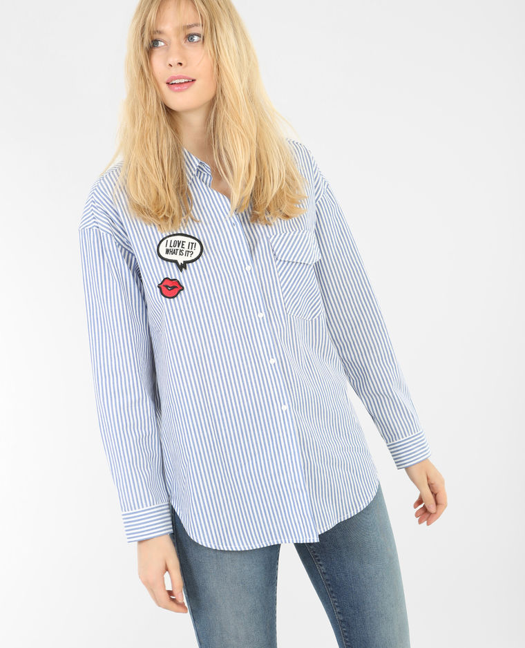 Chemise rayée à patchs mademoiselle e