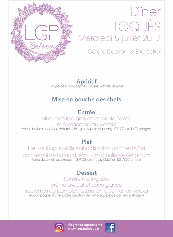 Grand Plage Boheme diner toquet 5 juillet mademoiselle e