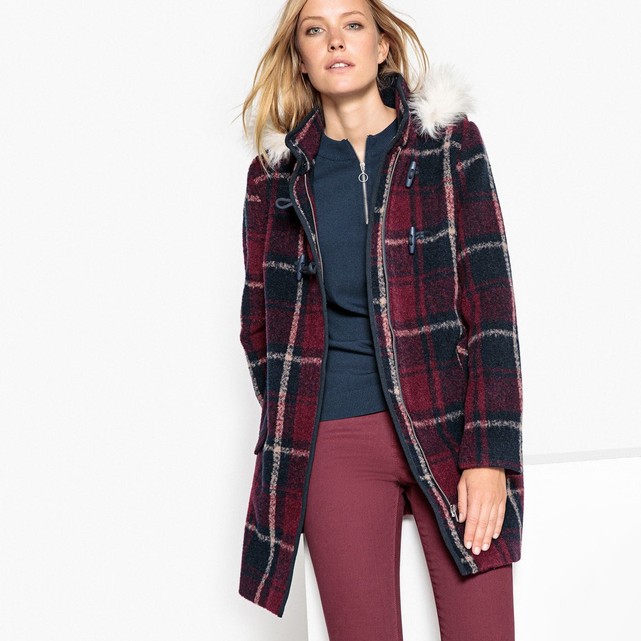 Duffle-coat à capuche et fourrure synthétique La Redoute Collections