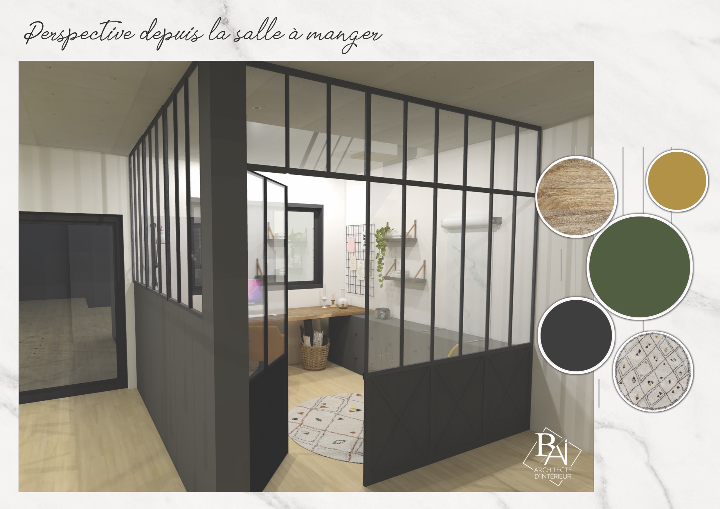 Idées aménagement bureau – Plan 3D 3 mademoiselle-e x bai_b_architecteinterieur