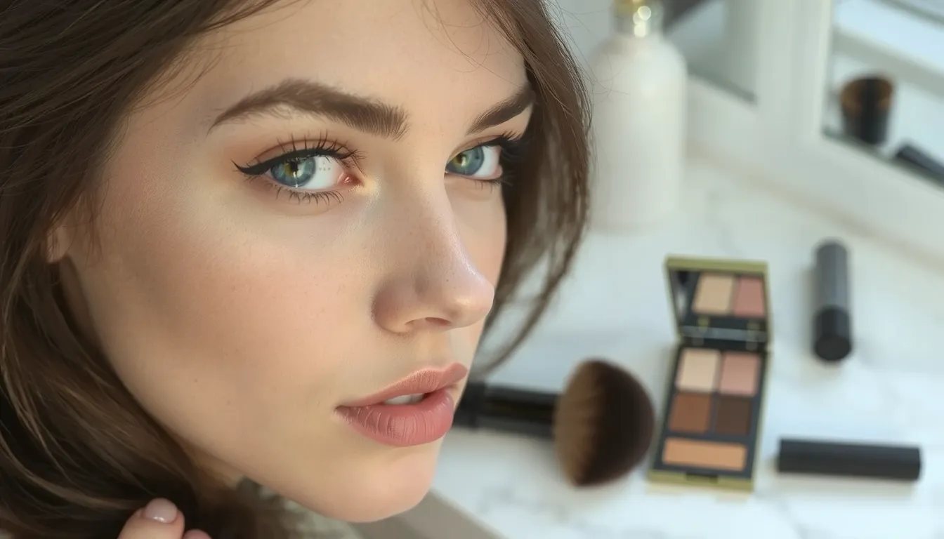 maquillage pour les brunes aux yeux bleus