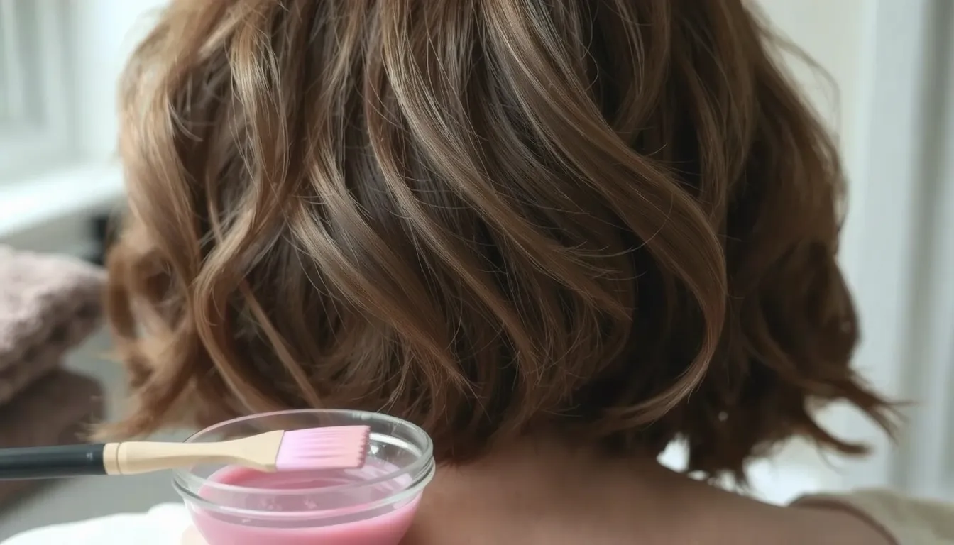 meche rose sur cheveux chatain