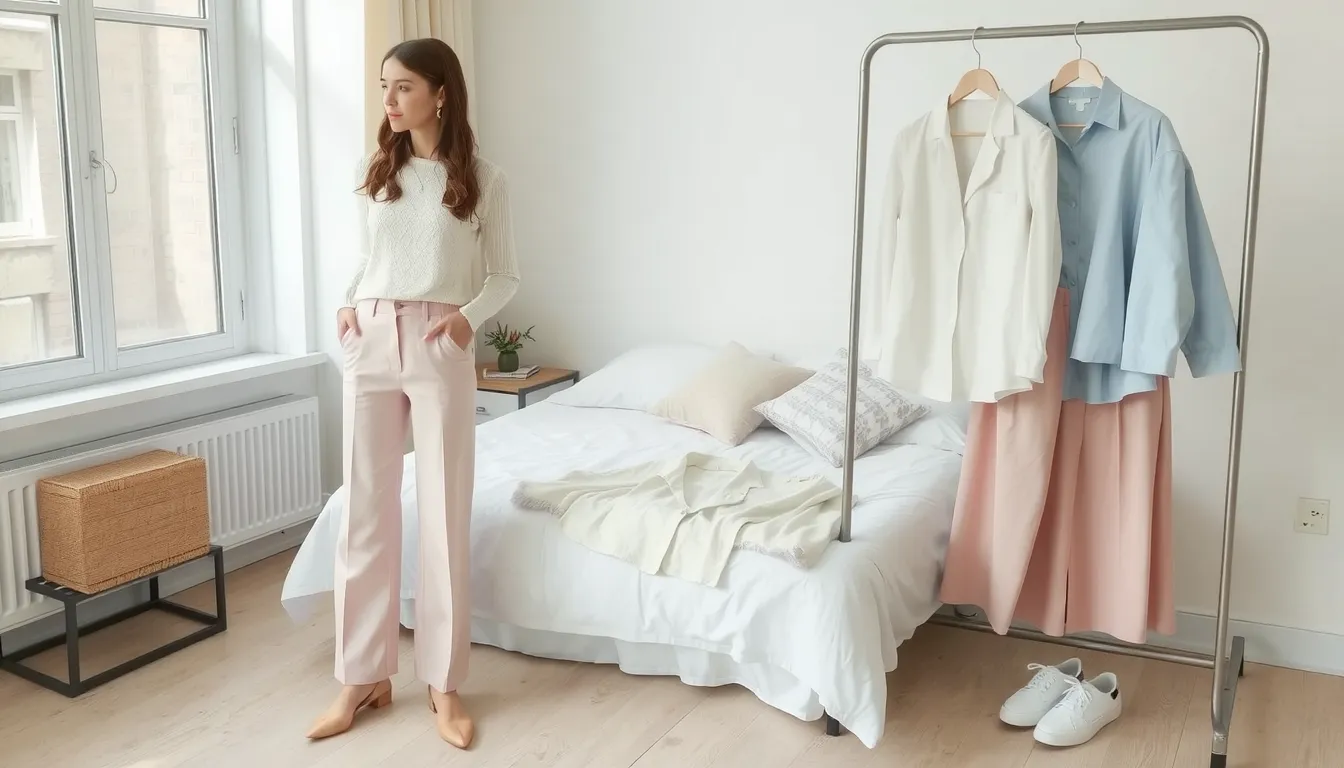 que mettre avec un pantalon rose poudré